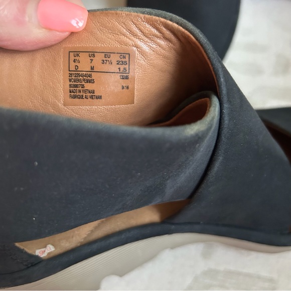 Clarks Artisan Clarene Glamour Black Suede Platform Wedge Sandal 7 - Picture 7 of 15